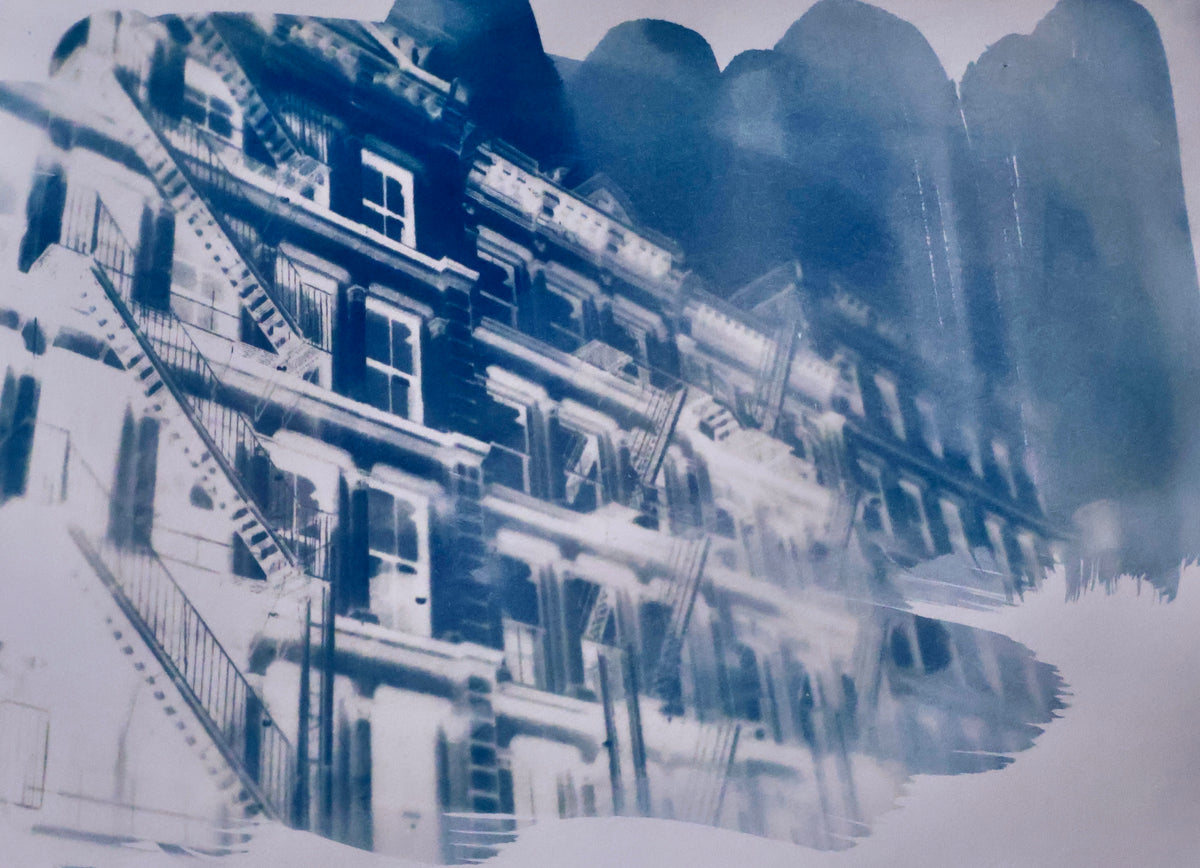 Fire Escapes in Soho Original Cyanotype Print